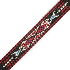 3/4" Embroidered Trim, Black & Red 5ft/Pkg