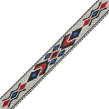 Garniture brodée de 3/4 po, blanc et bleu 5 pi/paquet