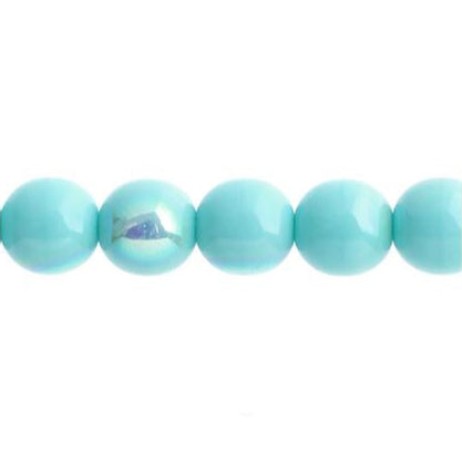 Czech Round Druk Beads 3mm Opaque Green Turquoise AB 62/strand