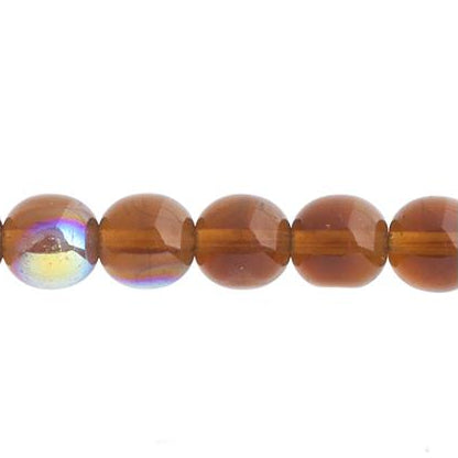 Czech Round Druk Beads 3mm Transparent Smoked Topaz AB 62/strand