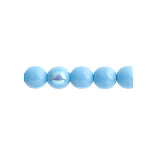 Czech Round Druk Beads 4mm Opaque Blue Turquoise AB 45/strand