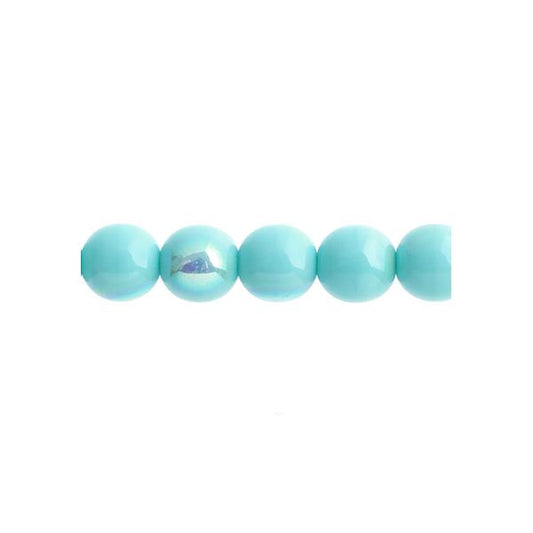 Czech Round Druk Beads 4mm Opaque Green Turquoise AB 45/strand