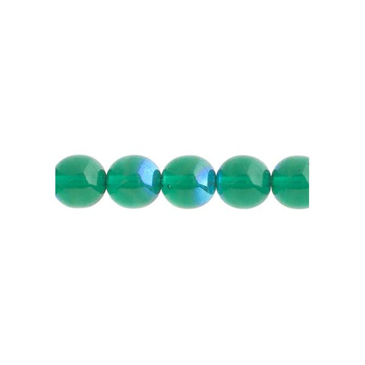 Czech Round Druk Beads 4mm Transparent Emerald AB 45/strand