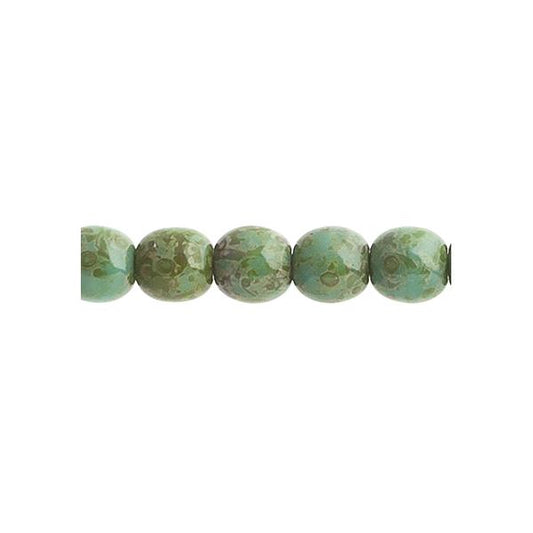 Czech Round Druk Beads 4mm Opaque Turquoise Travertine 45/strand