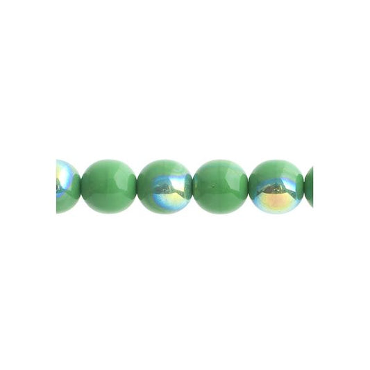 Perles Czech Druk 8mm 22/fil Opaque Vert AB