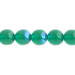 Czech Druk 8mm Beads 22/strand Trans Emerald AB