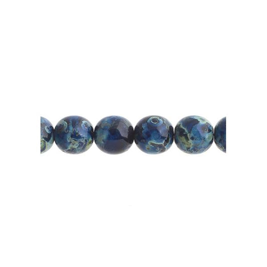 Perles tchèques Druk 8mm 22/fil Travertin bleu foncé opaque