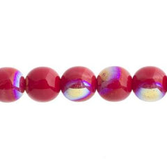 Czech Druk 10mm Beads 18/strand Opaque Dark Red AB