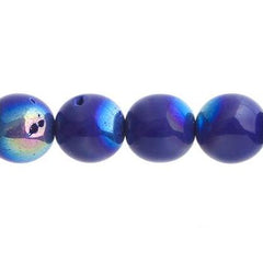 Czech Druk 10mm Beads 18/strand Opaque Cobalt AB