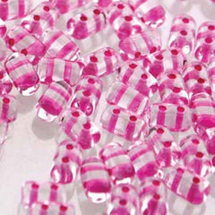 *Czech Rulla Beads Crystal Pink Lined 22g