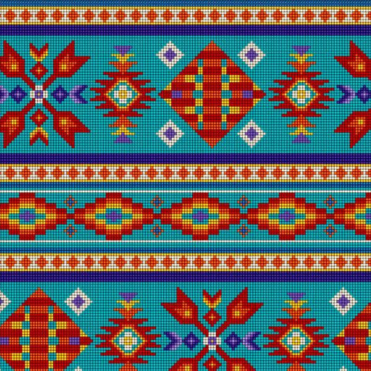 #450 Beaded Stripe Turquoise 100% Cotton - Price Per Half Yard