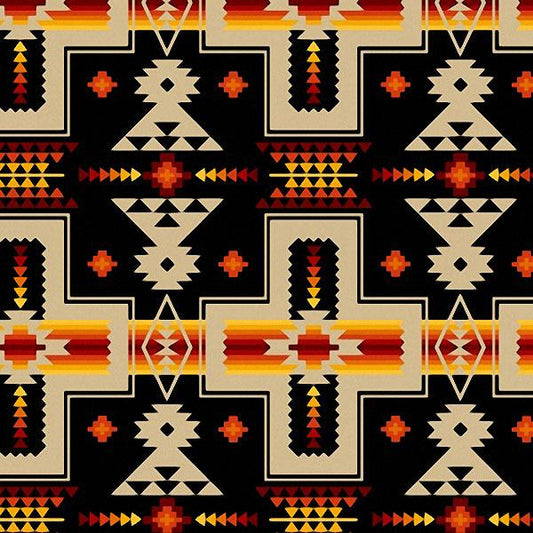 #468 Southwest Black 100% Cotton - Price Per Half Yard