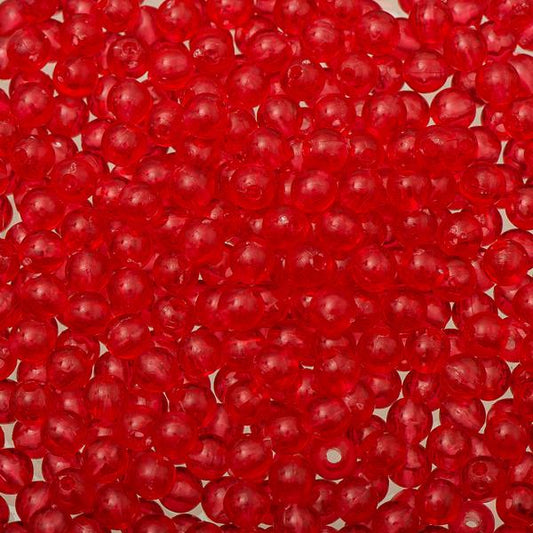 Round Plastic Beads 5mm Transparent Raspberry 5000/pk