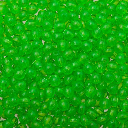 Round Plastic Beads 5mm Transparent Fluorescent Green 5000/pk