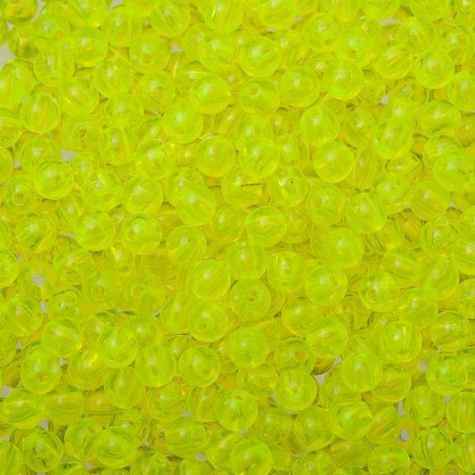 Round Plastic Beads 5mm Transparent Fluorescent Chartreuse 5000/pk