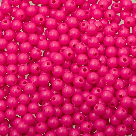 Round Plastic Beads 5mm Opaque Hot Pink 5000/pk