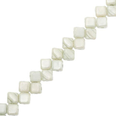 Czech Silky Beads 40/strand - Chalk Light Green Luster